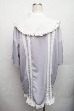 画像2: NOEMIE / チャイナボタンジャージチュニック  グレーｘ白 S-26-01-23-014-LO-TO-HR-ZS