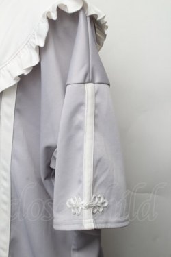 画像4: NOEMIE / チャイナボタンジャージチュニック  グレーｘ白 S-26-01-23-014-LO-TO-HR-ZS