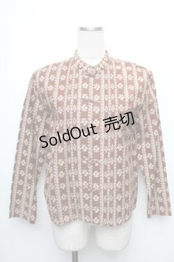 画像1: KANEKO ISAO / 総柄チャイナブラウス  ブラウン S-26-01-23-019-EL-BL-SA-ZS