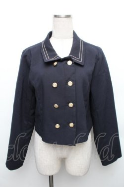 画像1: Fi.n.t / チェーンステッチ使いダブル釦ショートジャケット  紺 S-26-01-23-020-CA-JA-HR-ZS