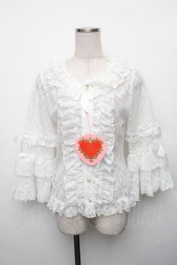 画像1: BABY,THE STARS SHINE BRIGHT / Princess Lacy Bouquetブラウス  白 S-26-01-23-003-BA-TO-HR-ZS