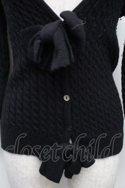 画像3: INGEBORG / フロント2つリボンニットカーディガン  黒 S-26-01-23-023-LO-TO-SA-ZT0216T