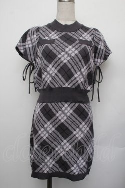 画像1: An MILLE / リボンチェックセットアップ  グレーｘピンク S-26-01-25-037-EL-OP-HR-ZS