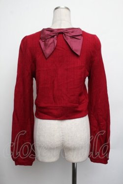 画像1: Secret Honey / 後リボンリブニットカーディガン  赤 S-26-01-25-039-CA-TO-AS-ZS