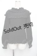 axes femme / 配色フリルプルオーバー  黒 S-26-01-25-042-AX-TO-AS-ZS