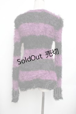 画像3: HYSTERIC GLAMOUR / シャギーボーダーカーディガン  黒ｘ紫 S-26-01-25-043-PU-TO-HR-ZS