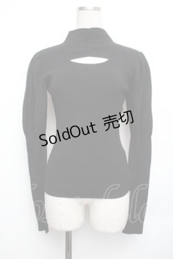 画像1: EAT ME / パフスリーブリブニットTOP  黒 S-26-01-25-045-LO-TO-HR-ZS