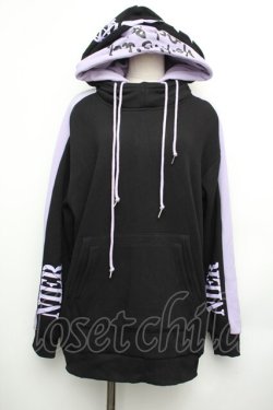 画像1: NieR / バイカラー裏起毛プルオーバー  黒ｘラベンダー S-26-01-25-052-EL-TO-HR-ZS