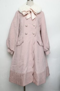 画像1: axes femme POETIQUE / ファーティペ付ロングコート  ピンク S-26-01-25-061-AX-CO-HR-ZS