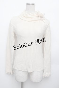 画像1: axes femme / レースネックニットトップス  オフ S-26-01-25-021-AX-TO-AS-ZS