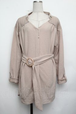 画像1: axes femme / ベルト付抜き襟カットチュニ  ベージュ S-26-01-25-027-AX-OP-AS-ZS