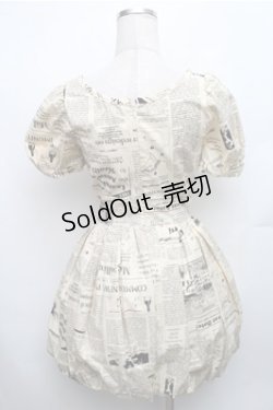 画像2: ペイ*デ*フェ / ニュースペーパー柄ワンピース S キナリ S-26-01-26-035-LO-OP-HR-ZS