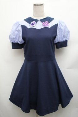 画像1: MILK / マドモワゼルパンジーワンピース  紺 S-26-01-26-048-ML-OP-HR-ZS