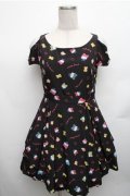 Honey Bunch / ハローキティコラボワンピース  黒 S-26-01-26-053-LO-OP-HR-ZS
