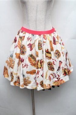 画像1: Candy Stripper / ハンバーガープリントスカート  オフ S-26-01-26-054-PU-SK-HR-ZS