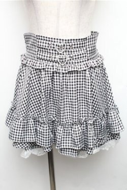画像1: Ank Rouge / ギンガムキュロット  黒ｘ白 S-26-01-26-059-CA-SK-AS-ZS