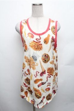 画像1: Candy Stripper / ハンバーガープリントノースリーブトップス  オフ S-26-01-26-010-PU-TS-HR-ZS