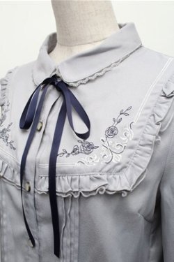 画像3: axes femme / 襟付刺繍ブラウス  サックス S-26-01-26-016-AX-BL-AS-ZS