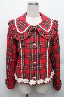 画像1: axes femme kawaii / ガーリーリボンショートコート  赤 S-26-01-26-022-AX-CO-AS-ZS