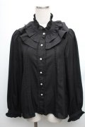 axes femme kawaii / 童話の小公女ブラウス  黒 S-26-01-26-027-AX-BL-AS-ZS