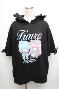画像1: TRAVAS TOKYO / Little Twin Stars×Dolly Mixフリルパーカー  黒 S-26-01-26-029-PU-TO-AS-ZS