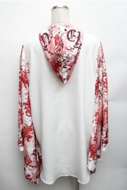 画像2: NieR Clothing / 着物風袖ブロッキングホワイトシャツ【彼岸花】 F 白×赤 S-26-01-26-031-0-TO-TE-ZS