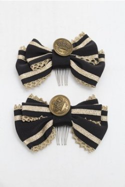 画像1: Angelic Pretty / ヴィンテージクラウンボタンコーム  黒 S-26-01-27-007-AP-AC-AS-ZS