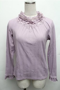 画像1: axes femme / ボトルネックリブニットプルオーバー M パープル S-26-01-27-049-AX-TO-TE-ZS