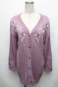 axes femme / 桜刺繍ロングニットカーデ M パープル S-26-01-27-050-AX-TO-TE-ZS