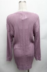 画像2: axes femme / 桜刺繍ロングニットカーデ M パープル S-26-01-27-050-AX-TO-TE-ZT505 (2)