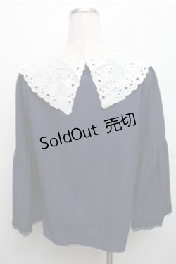 画像2: axes femme / 刺繍入りビッグカラーブラウス M ネイビー S-26-01-27-053-AX-BL-TE-ZS