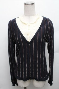 画像1: axes femme / 重ね着風ニット M ネイビー S-26-01-27-054-AX-TO-TE-ZS