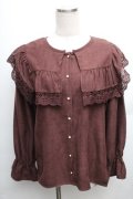 axes femme / ビッグ襟ブラウス M ブラウン S-26-01-27-056-AX-BL-TE-ZS