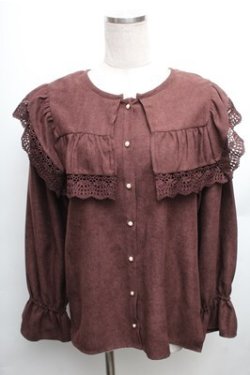 画像1: axes femme / ビッグ襟ブラウス M ブラウン S-26-01-27-056-AX-BL-TE-ZS