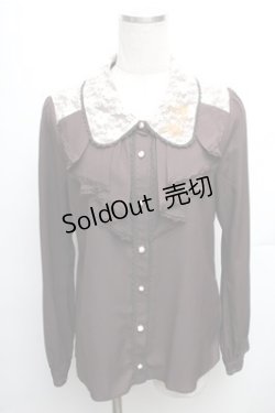 画像1: axes femme / レース襟刺繍ブラウス M ブラウン S-26-01-27-057-AX-BL-TE-ZS