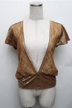 画像1: axes femme / ベロアカットソー  からし S-26-01-27-061-AX-TO-AS-ZS