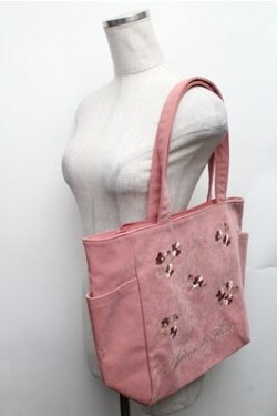 画像3: Maison de FLEUR / コスモス刺繍サイドポケットMトート  ダークピンク S-26-01-27-028-LO-BG-AS-ZS