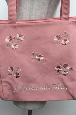 画像4: Maison de FLEUR / コスモス刺繍サイドポケットMトート  ダークピンク S-26-01-27-028-LO-BG-AS-ZS