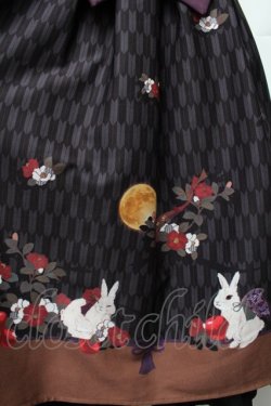 画像4: Amavel / お月見うさぎの和風スカート  黒 S-26-01-28-035-CA-SK-HR-ZS