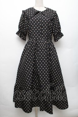 画像1: m petit by misako / 梨地水玉半袖ワンピース L 黒 S-26-01-28-041-LO-OP-TE-ZS