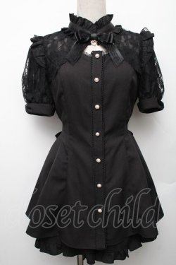 画像1: Secret Honey / 袖レース＆ボレロ風半袖セットアップ  黒 S-26-01-28-042-CA-OP-HR-ZS