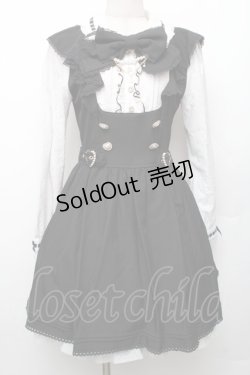 画像1: LIZ LISA / ダブルハートラッフルワンピース  黒ｘ白 S-26-01-28-044-LO-OP-HR-ZS