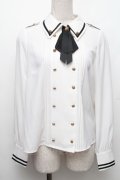 Amavel / Divine Knight ダブルボタンブラウス  白 S-26-01-28-005-CA-BL-HR-ZS