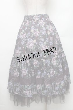 画像2: axes femme / ホーリーローズ柄フリルスカート F ブラウン S-26-01-28-048-AX-SK-TE-ZS