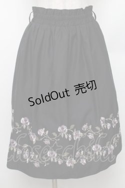 画像1: axes femme / ばら刺繍フレアスカート M 黒 S-26-01-28-052-AX-SK-TE-ZS