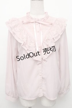 画像1: axes femme / アンティーク風フリルブラウス M ピンク S-26-01-28-006-AX-BL-TE-ZS
