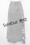 NieR Clothing / 柄切替デニムロングスカート  グレー×黒 S-26-01-28-058-PU-SK-TE-ZS