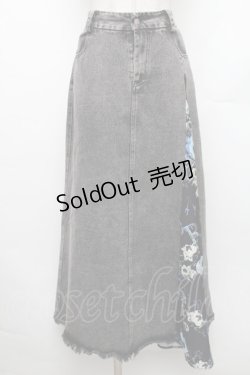 画像1: NieR Clothing / 柄切替デニムロングスカート  グレー×黒 S-26-01-28-058-PU-SK-TE-ZS