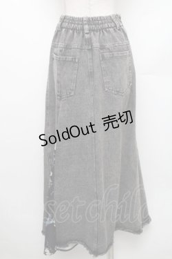 画像2: NieR Clothing / 柄切替デニムロングスカート  グレー×黒 S-26-01-28-058-PU-SK-TE-ZS