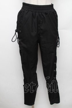 画像1: NieR Clothing / サイド編み上げパンツ F 黒 S-26-01-28-059-PU-PA-TE-ZS